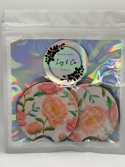 Floral Absorbent Car Coaster ~ Premade