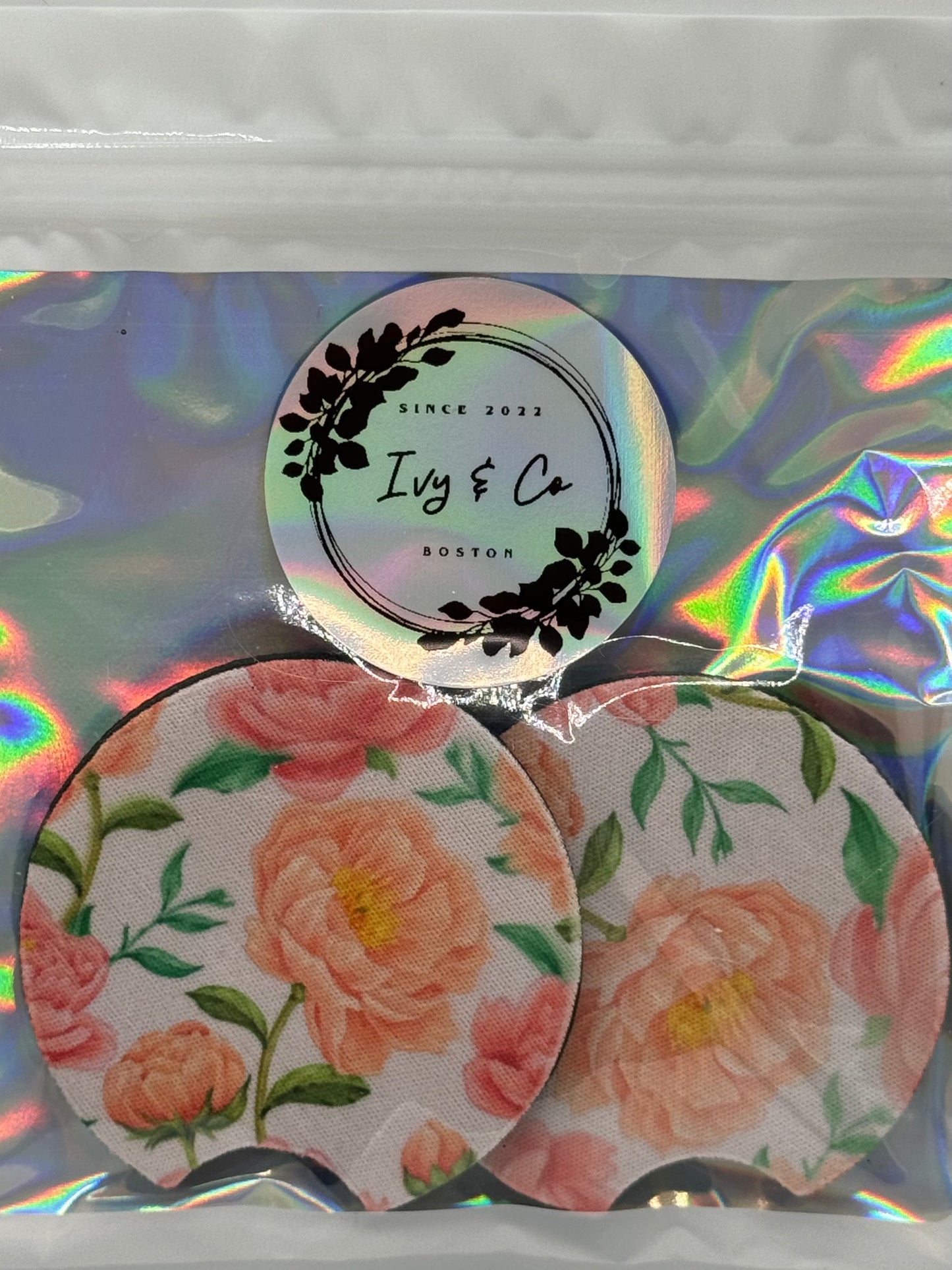 Floral Absorbent Car Coaster ~ Premade