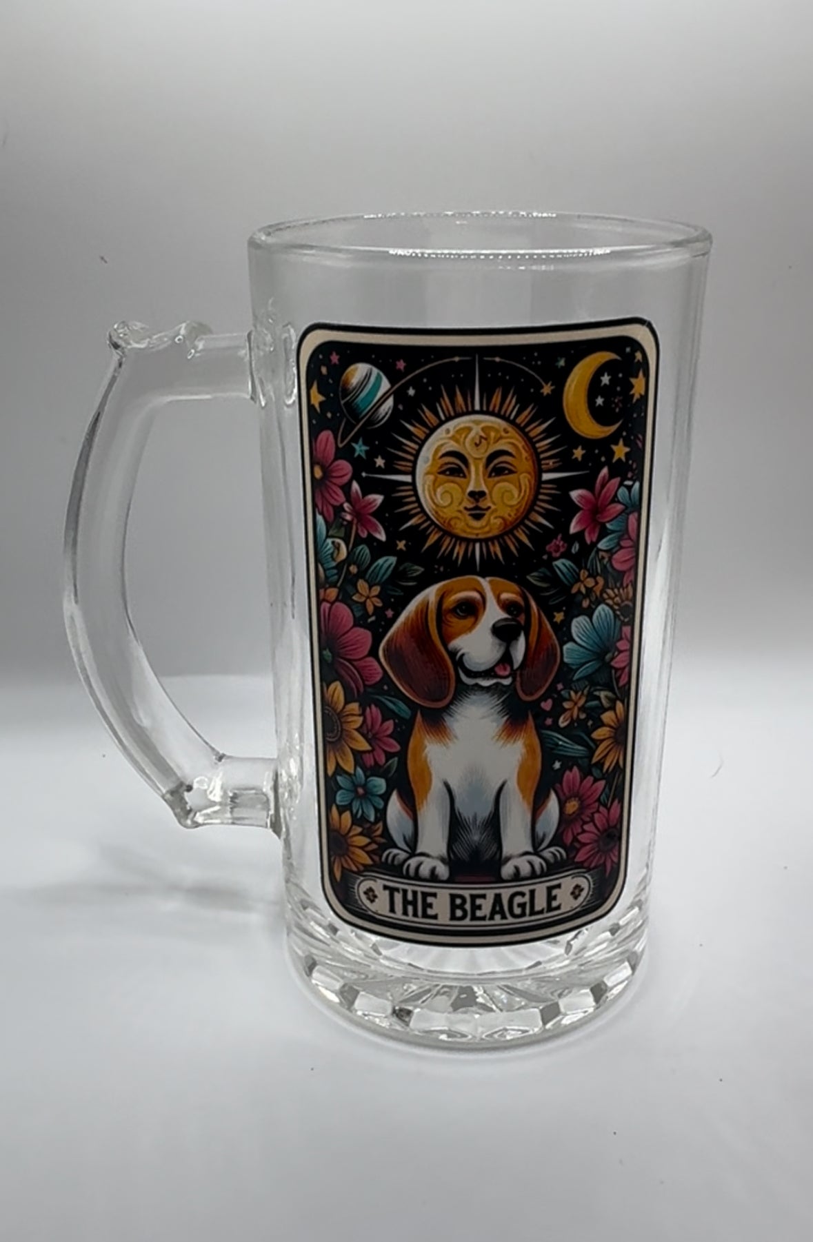 Beagle Glass Beer Mug with Handle