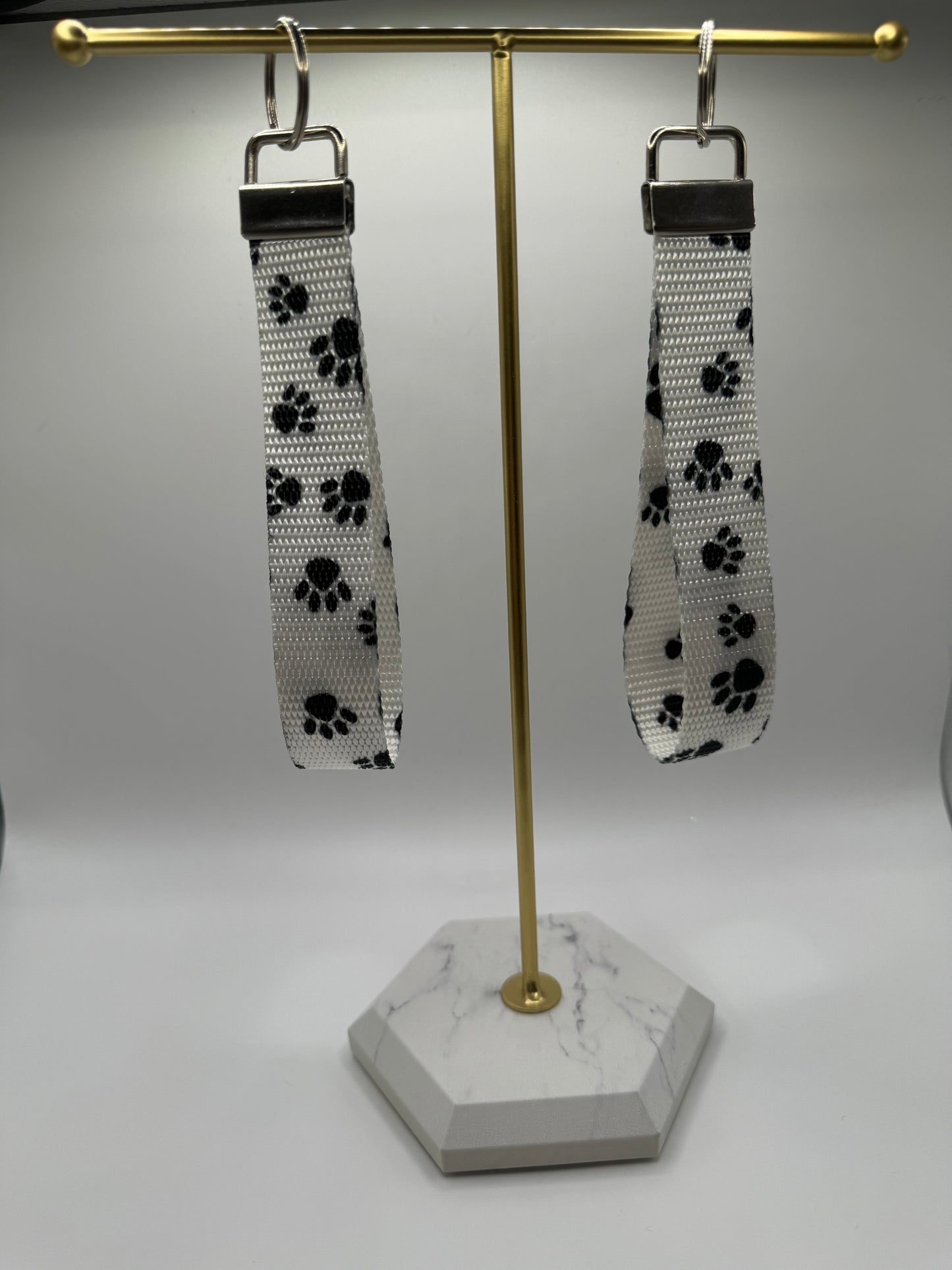 Black & White Paw Print Keychain Premade