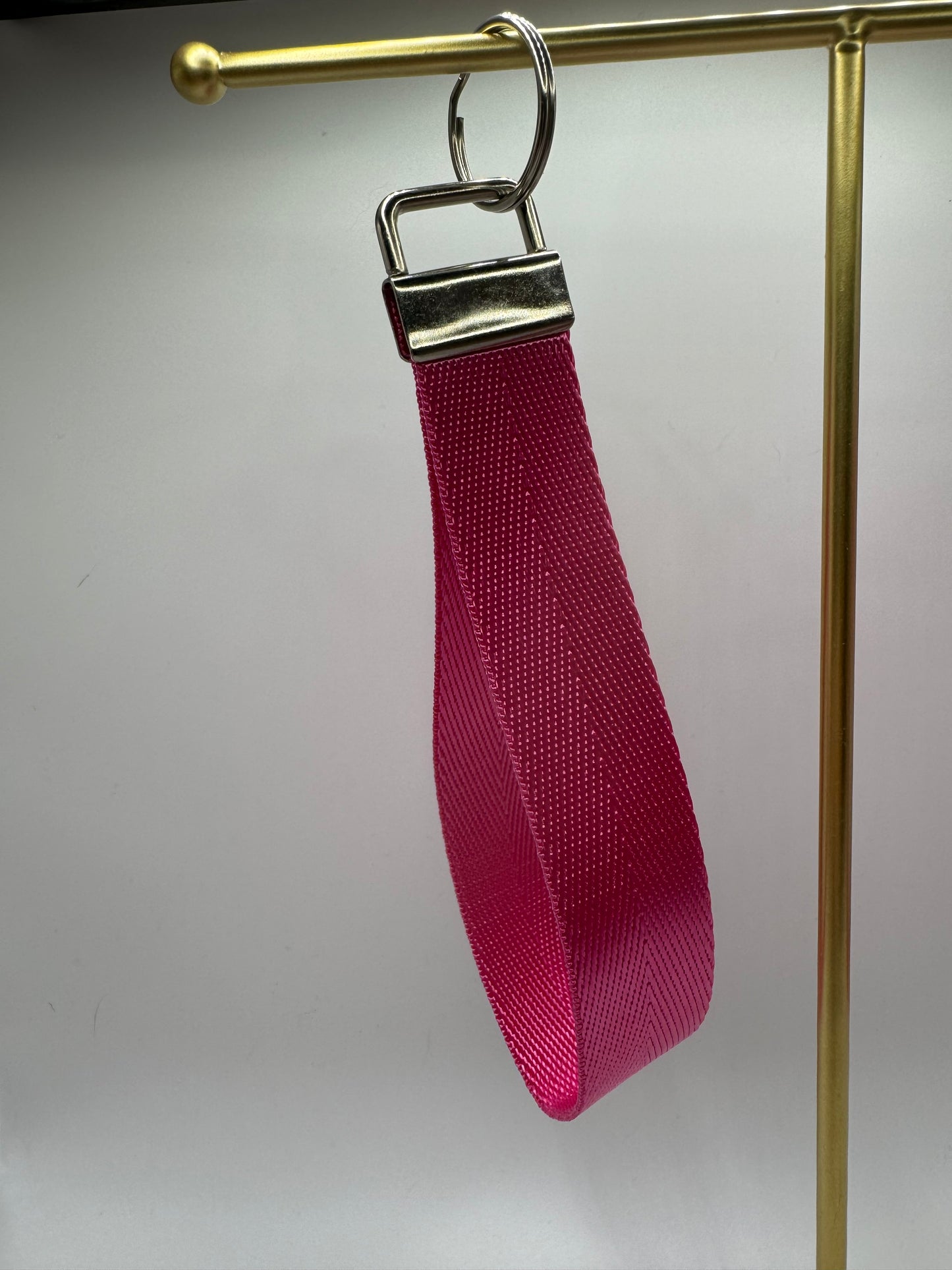 Pink Polyester Keychain