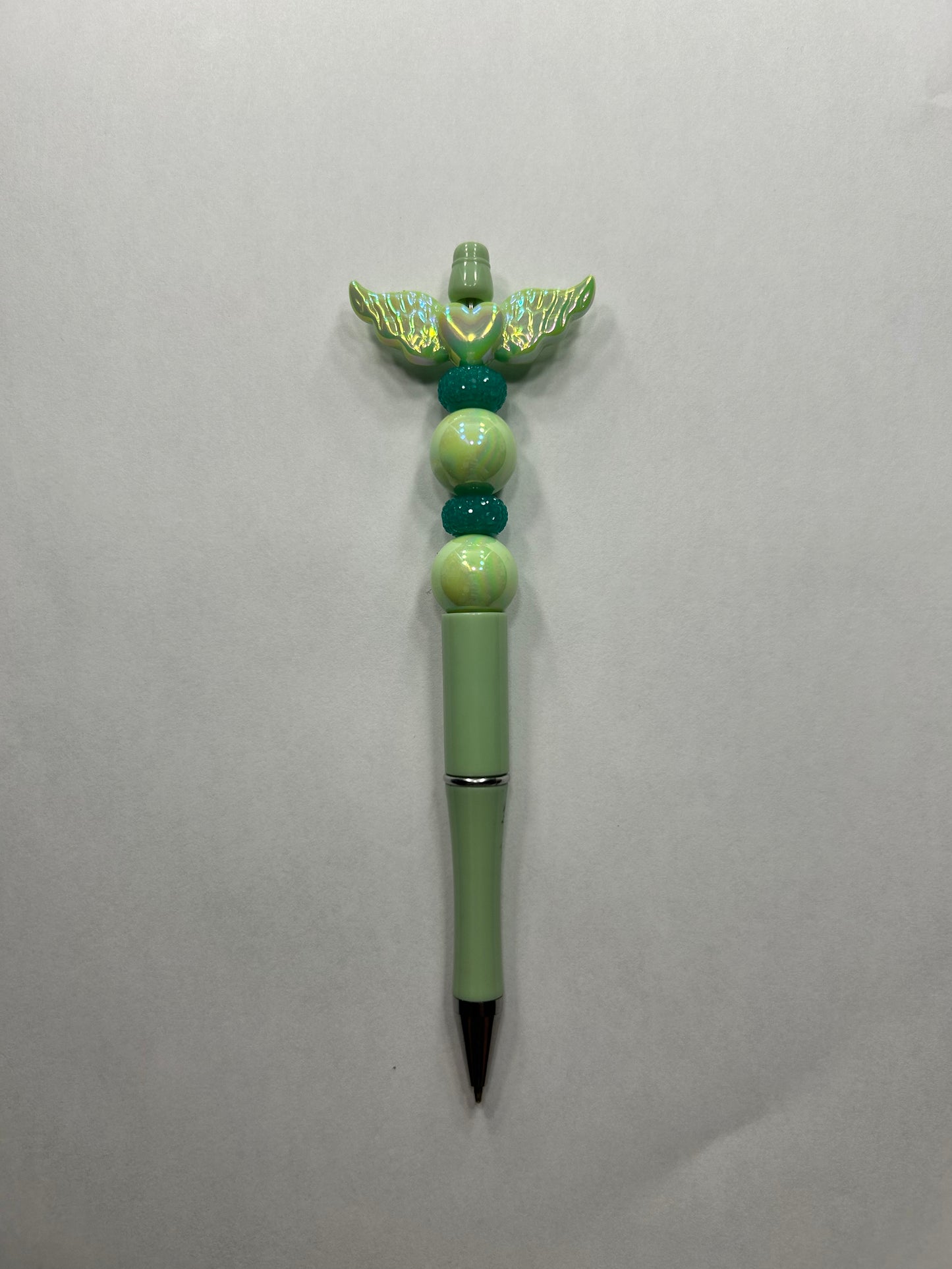 Green Angel Wing Beadable Pen ~ Premade