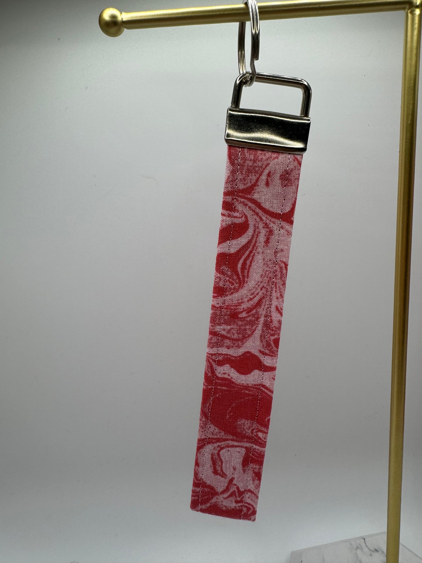 Pink Marble Fabric Keychain