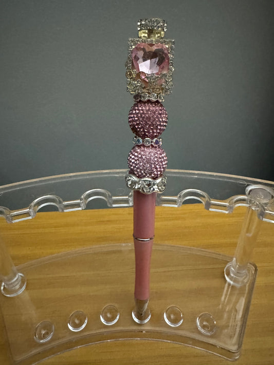 Pink Sparkly Beadable Pen ~ Premade