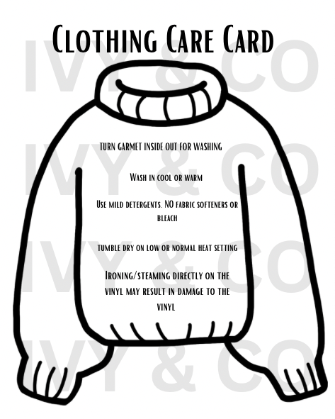 Sweater Clothing Care Card