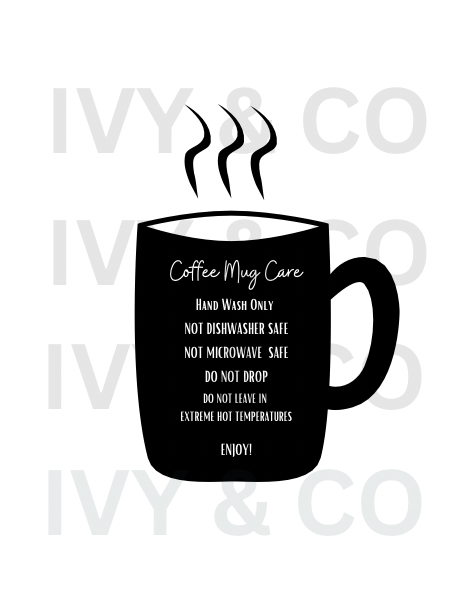 Black Coffee Mug Instruction Care