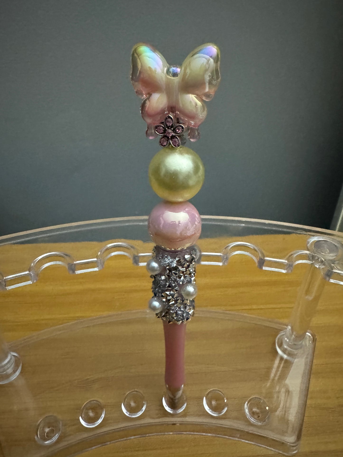 Sparkling Butterfly Beadable Pen ~ Premade