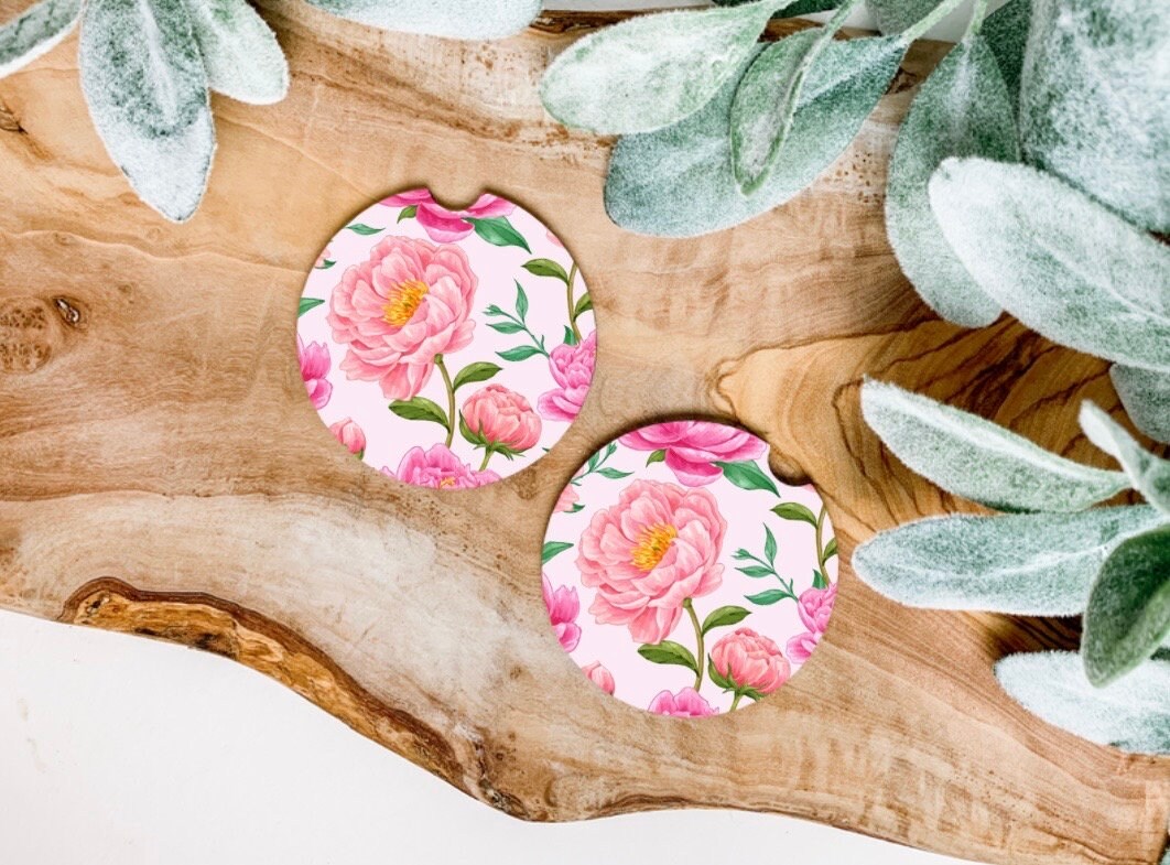 Pink Floral Car Coaster