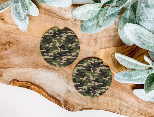 Camo Car Coaster / Absorbent Car Coaster / Car Decor / Drink Accessory / Army / Military / Car / Coaster / Personalized / Gift / Cup Holder