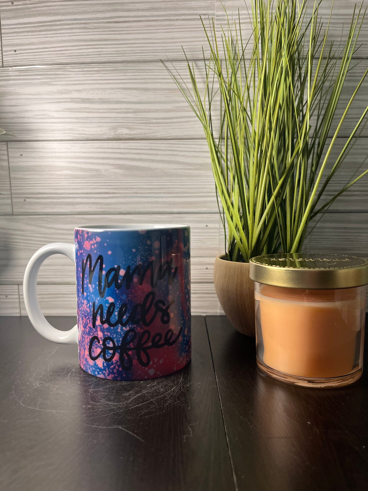 Purple Galaxy Mama Needs Coffee Mug