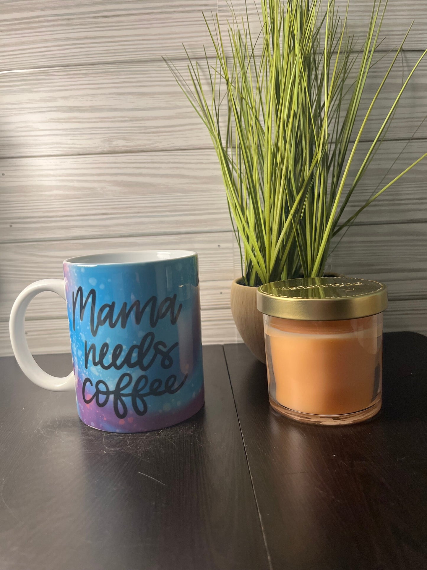 Purple & Blue Mama Needs Coffee Pre-Made Mug