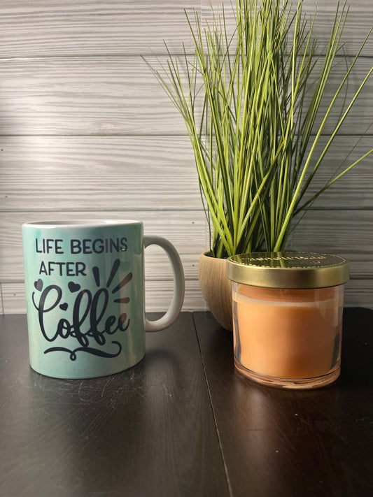 Green Life Begins After Coffee Mug ~ Premade