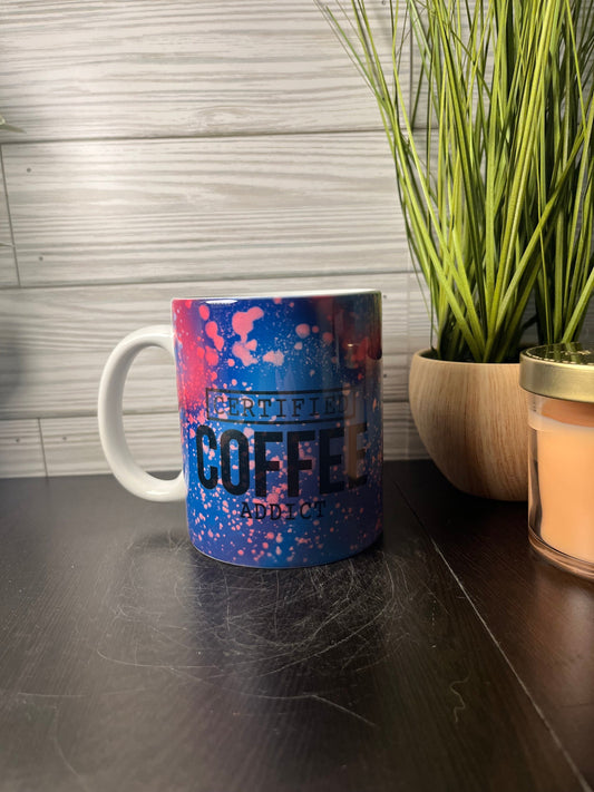 Purple Galaxy Certified Coffee Addict Coffee Mug