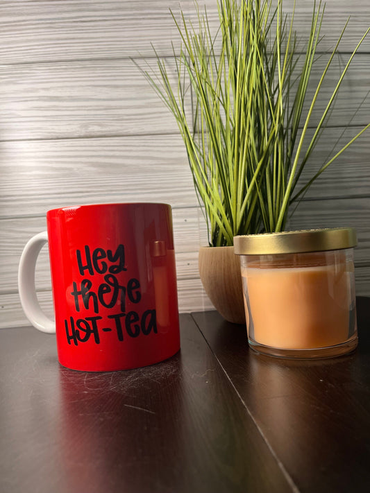 Red Hey There Hot Tea Mug